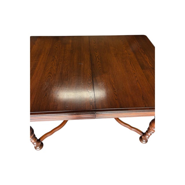 1930s Solid and Beautiful Rich Oak Table With One Extension Leaf. For Sale - Image 10 of 11