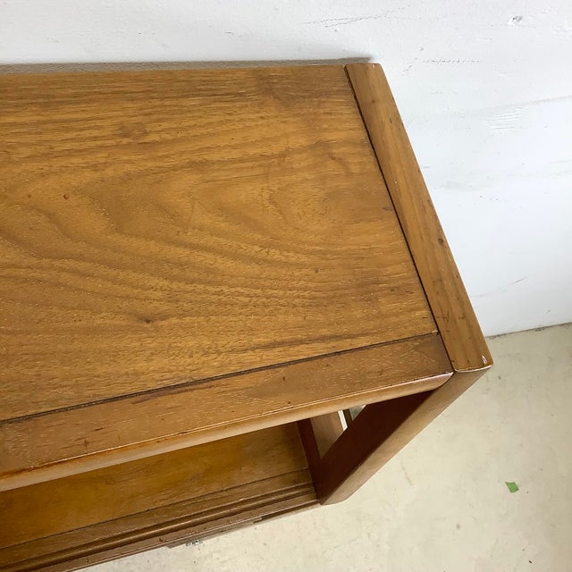 Mid-Century Full-Size Walnut Storage Headboard With Sliding Front For Sale - Image 12 of 12