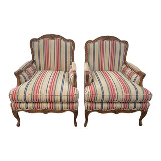 Late 20th Century Baker Furniture Bergere Chairs- a Pair For Sale