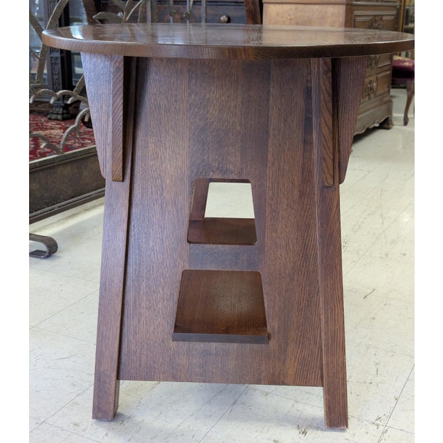 Wood Stickley Arts and Crafts Oak Library Table For Sale - Image 7 of 12
