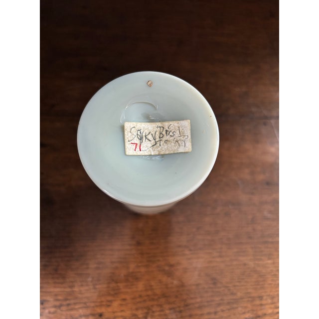 Antique Victorian Bristol Opaline Vase With Hand Painted Heron 7” For Sale In Seattle - Image 6 of 7