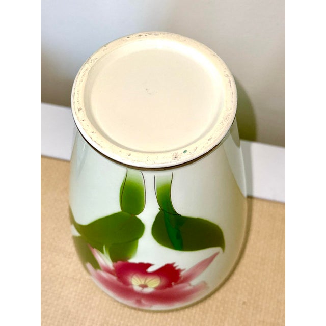Cloisonné‑Style Porcelain Vase With Silver Trim For Sale In New York - Image 6 of 7