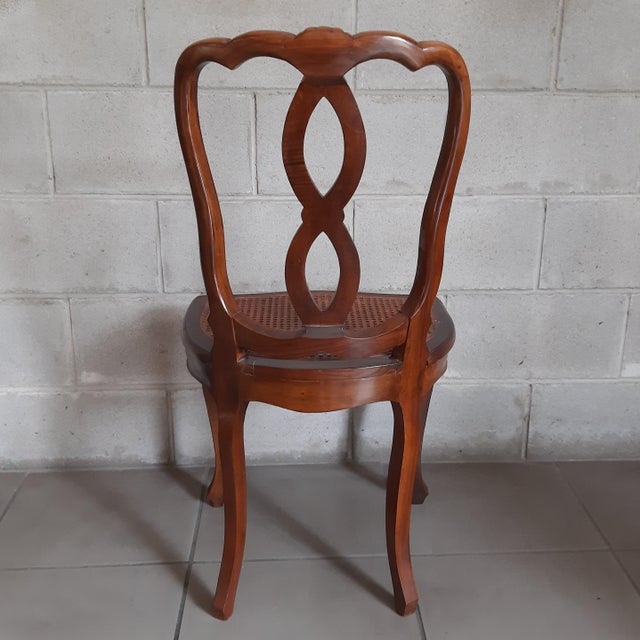 Baroque Style Chair in Walnut and Vienna Straw, 1950s For Sale - Image 4 of 13