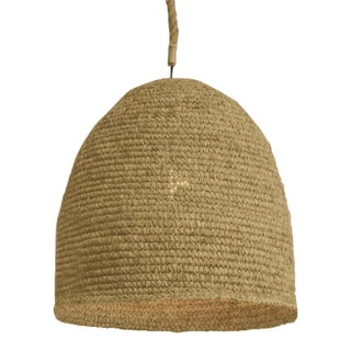 Coastal Woven Seagrass Bell Pendant Light For Sale