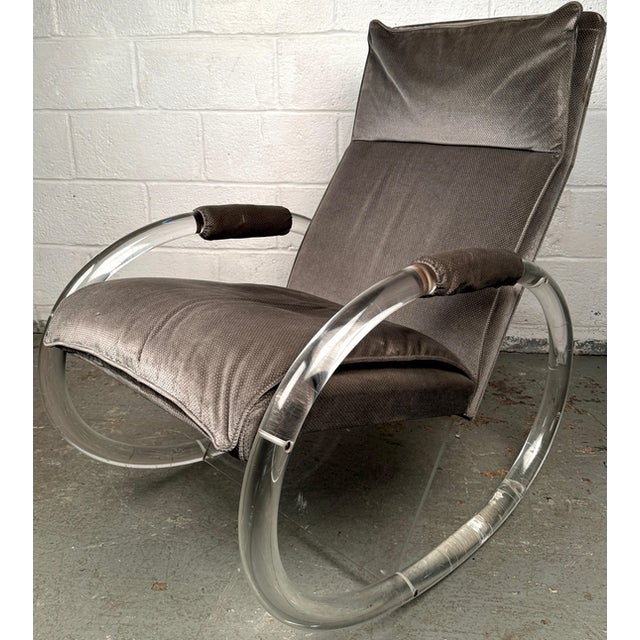 A rare and iconic rocking chair from the 1970s, attributed to Charles Hollis Jones—an acclaimed pioneer in Lucite and...