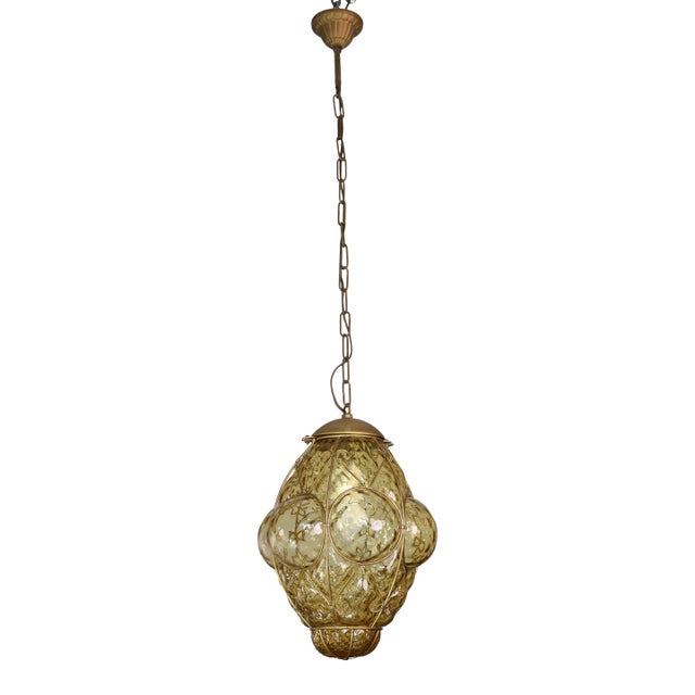 Amazing Amber Vintage Venetian Lantern, Seguso Murano Glass, 1960s For Sale