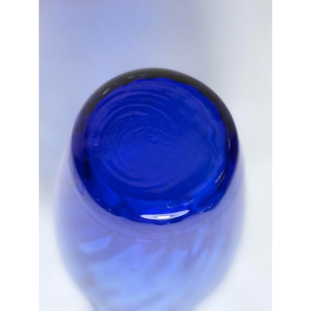 1980s Set of 2, Cobalt Blue Hand-Blown Studio Art Glass Vases, 7” & 4” For Sale In Washington DC - Image 6 of 6
