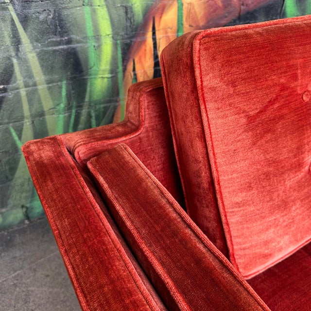 Mid 20th Century Directional Mid Century Full Size Velvet Sofa Flared Arms For Sale - Image 5 of 12