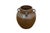 Antique hand-made stoneware crock/ vase with tapered top and four fluted handles, finished with a brown glaze. Dimensions:...