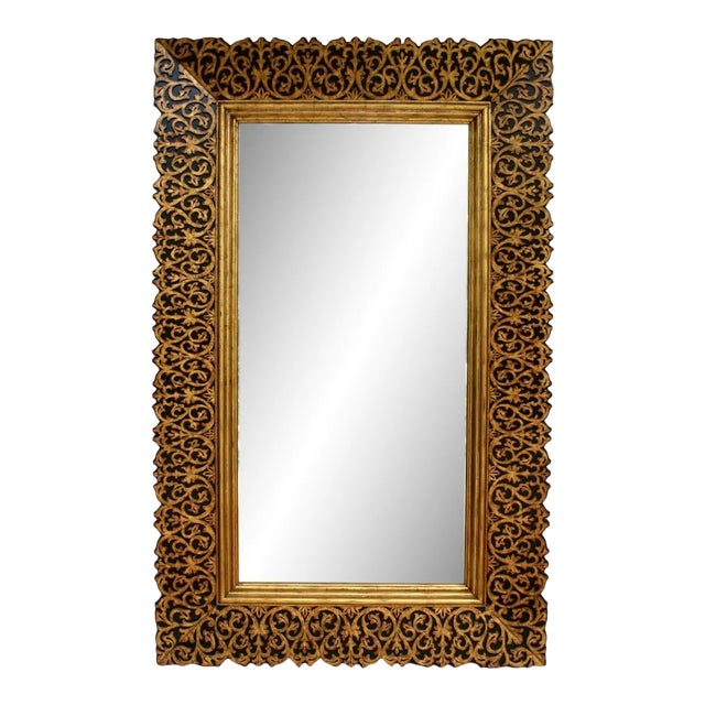 Massive La Barge Carved Gilt Framed Beveled Wall Mirror for Maitland Smith For Sale