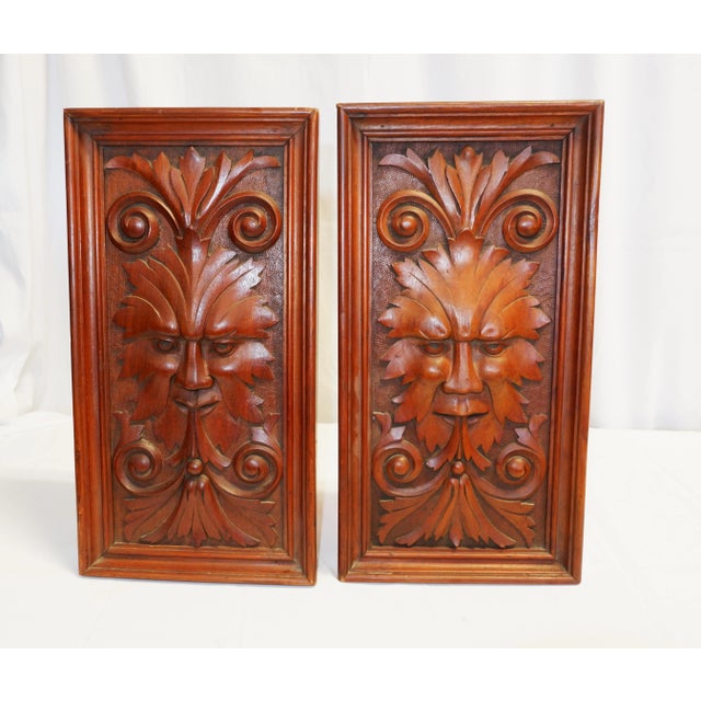 Pair of Antique 1900s “Green Man” Wood Carved Panels For Sale In San Francisco - Image 6 of 6