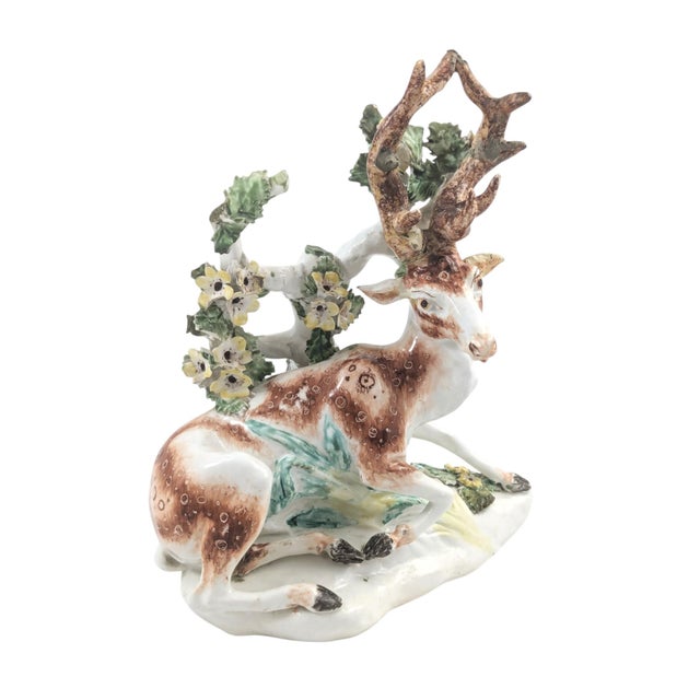Ceramic Porcelain Stag Figure with Bocage from Derby, England, 1755-1765 For Sale - Image 7 of 13
