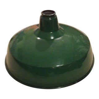 Vintage Green Enamel Barn Light Shade For Sale