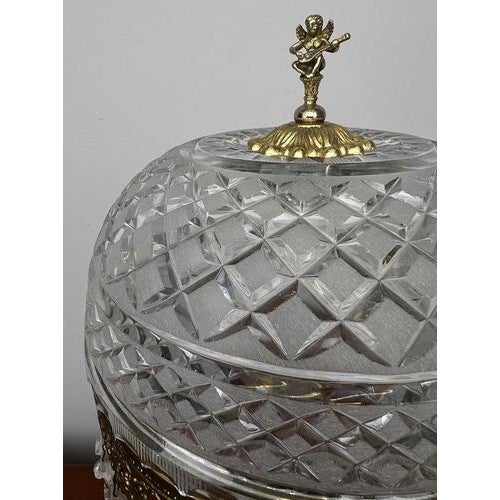 Vintage French Style Crystal Table Lamp in Brass For Sale - Image 3 of 16