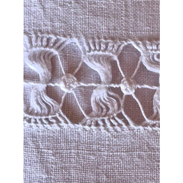 Antique French Fine Linen Sheet, Rare Handworked Floral Ladderwork Openwork, Circa 1900 For Sale In Philadelphia - Image 6 of 9
