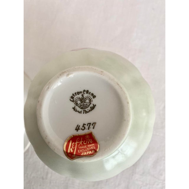 Traditional Mid 20th Century Lefton China "Heritage Green Rose" Mini Pitcher and Bowl/Saucer Set For Sale - Image 3 of 10