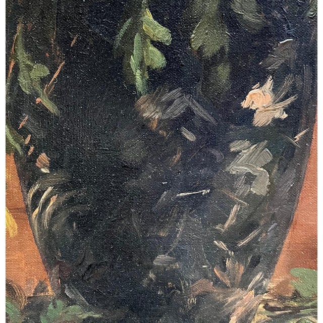 Albert Duplain, Flowers in a Big Vase, Oil on Canvas, 1925 For Sale - Image 4 of 12