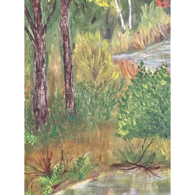 Large 1970s Folk Art Landscape Oil Painting, Framed For Sale - Image 6 of 7