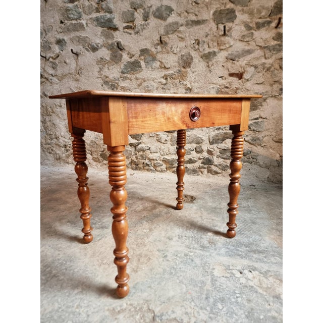 Antique French Walnut Writing Table with Drawer, 1900s For Sale - Image 5 of 16