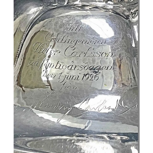 Art Deco "Grapes and Crested Birds", Spectacular Art Deco Sterling Silver Champagne Urn, Sweden For Sale - Image 3 of 5