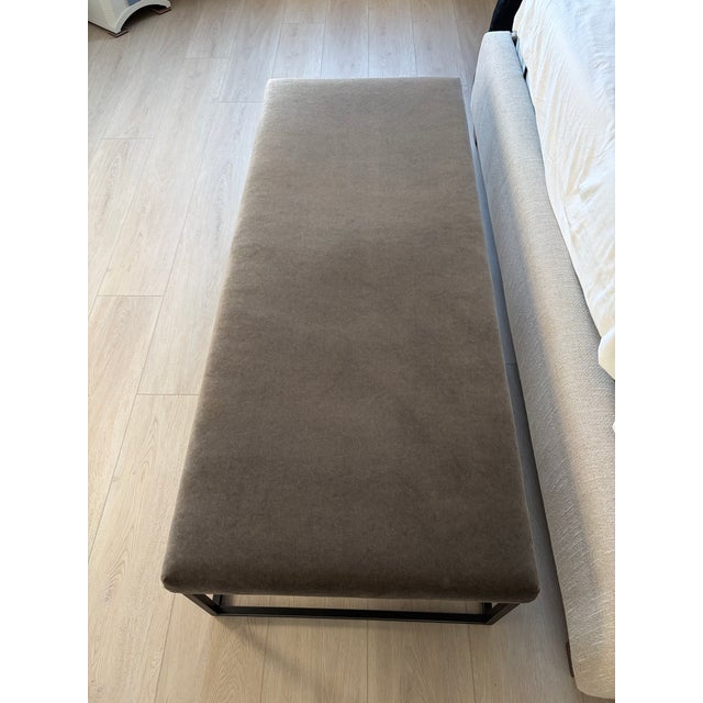 Transitional Mitchell Gold + Bob Williams "Carmen" Large Velvet Bench / Cocktail Ottoman - Dark Bronze Base For Sale - Image 3 of 6