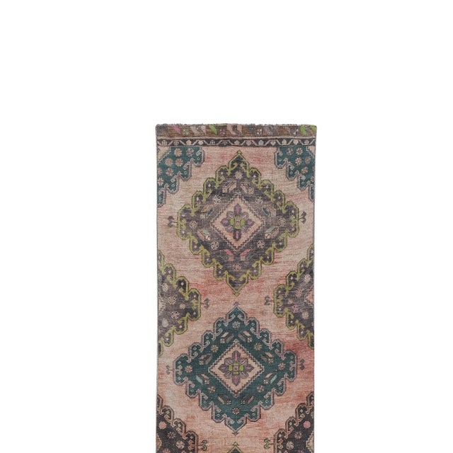 1960s Mid 20th Century Sky Blue Neutral Anatolian Stair Runner 2'11'' X 16'2'' 35.4" x 193.7" / 90 x 492 Cm Hand woven...