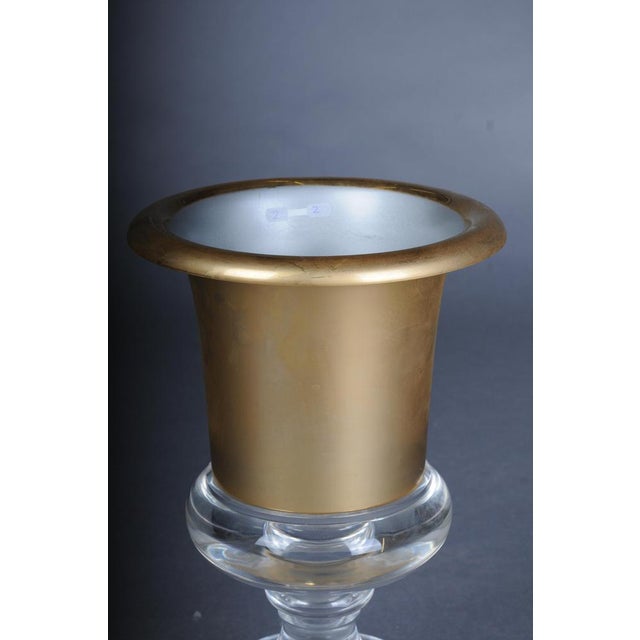 Metal Hollywood Regency Gilt Acrylic Goblet Vase For Sale - Image 7 of 11