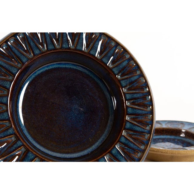 1960s Blue Glazed Ceramic Ashtrays by Einar Johansen for Søholm, 1960s, Set of 3 For Sale - Image 5 of 13