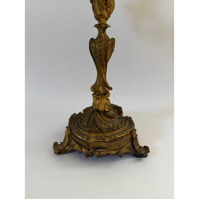 French Louis XV Style 5-Light Rococo Bronze Candelabra For Sale - Image 4 of 11