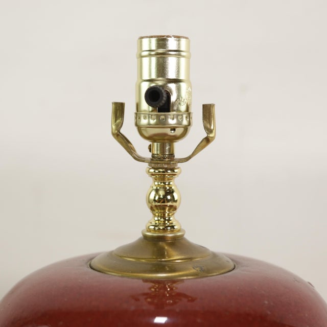 Vintage Oxblood Glazed Ceramic Table Lamp For Sale - Image 4 of 11