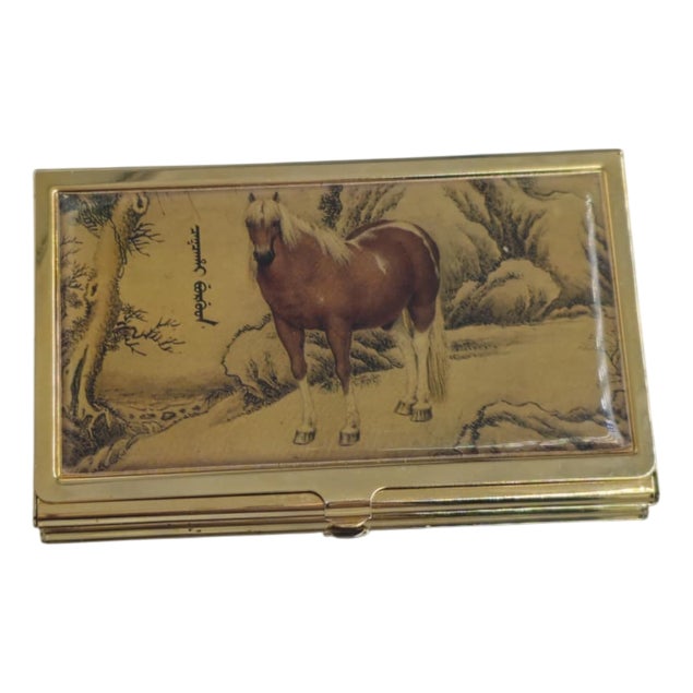 Pre-War Brass Gilded Business Card Holder, 1890s For Sale