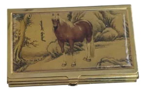 Pre-War Brass Gilded Business Card Holder, 1890s