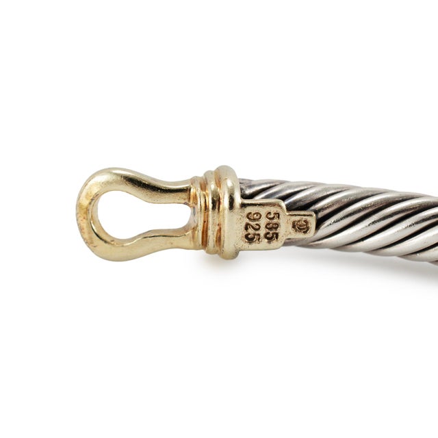 Metal David Yurman 925 Silver 5mm 14k Yellow Gold Buckle Classic Cable Bangle Bracelet For Sale - Image 7 of 8