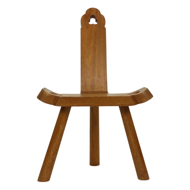 Mid-Century Modern Spanish Brutalist Tripod Chair in Oak For Sale - Image 14 of 14