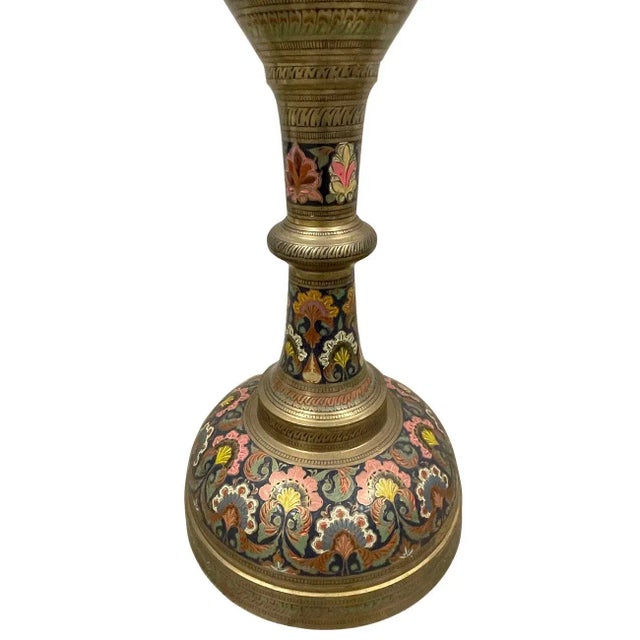 Early 20th Century Asian Bronze Polychrome Enameled Floor Vase For Sale - Image 12 of 13