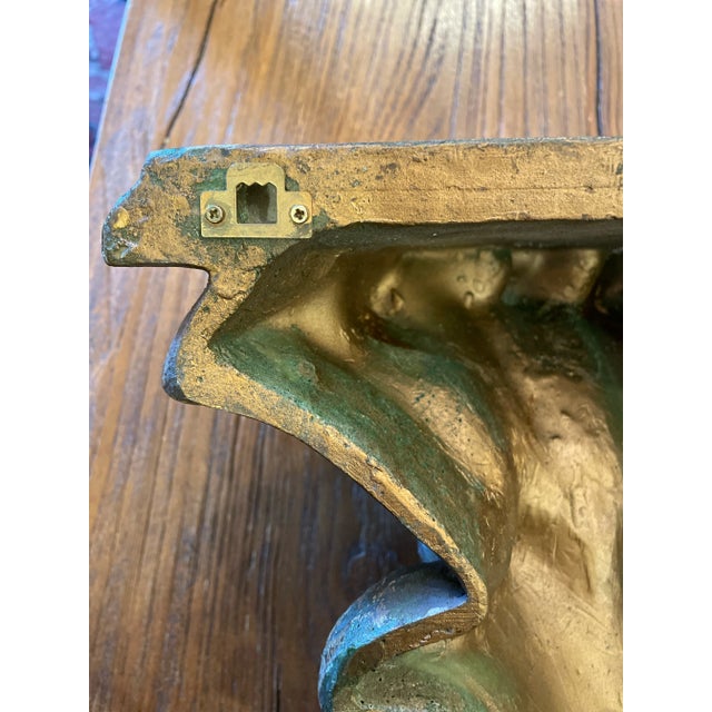 Gold Large Vintage Mid Century Italian Style Gilt Wall Bracket Sconce For Sale - Image 8 of 11