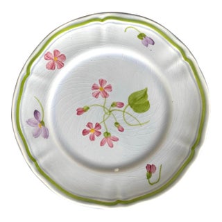 Set of 4 Longchamp France Hand-Painted Floral Dessert Plates, French Faience, Peint À La Main For Sale