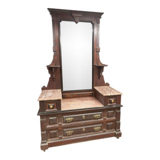 Large Victorian/ Dresser With Marble Top For Sale