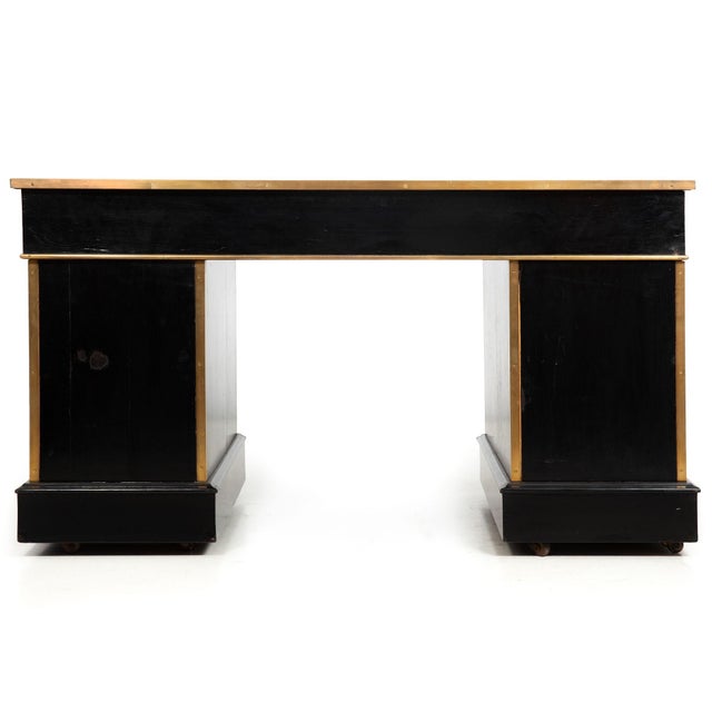 Antique Campaign Ebonized Pedestal Desk, 19th Century For Sale - Image 4 of 18