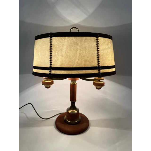 Brown Bouillotte Suede Table Lamp from Lederlux, 1970s For Sale - Image 4 of 18