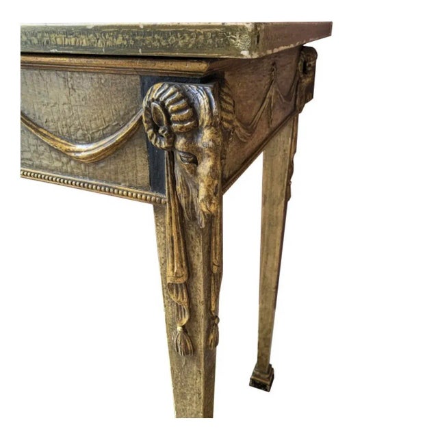 Pair of Italian Neoclassical Carved Wood Console Tables With Swag Anf Urn Motif For Sale In New York - Image 6 of 8