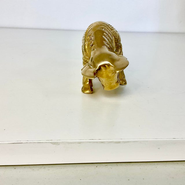 Mid 20th Century Mid-Century Hollywood Regency Rustic Spanish Heavy Solid Brass Bull Figurine For Sale - Image 5 of 12