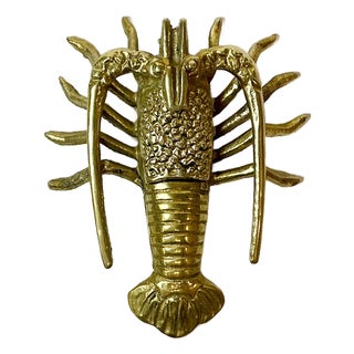 1960s Vintage Coastal Hollywood Regency Boho Chic Brass Lobster Box For Sale