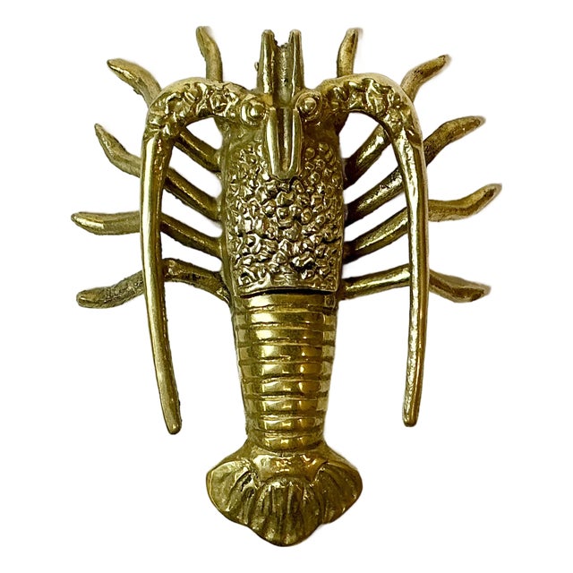 1960s Vintage Coastal Hollywood Regency Boho Chic Brass Lobster Box For Sale