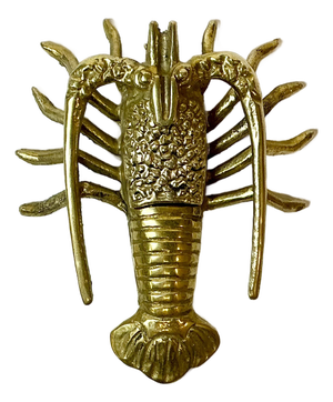 1960s Vintage Coastal Hollywood Regency Boho Chic Brass Lobster Box