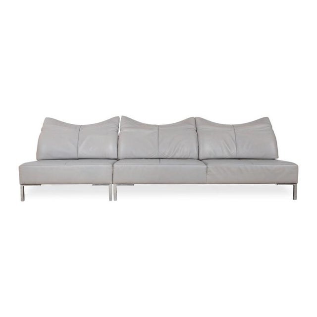 DS-112 3-Seater Sofa and Ottomans in Grey Leather from de Sede, Set of 3 For Sale - Image 5 of 18
