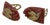 Art Deco Maroon Bakelite Dress Clips/Brooch With Brass Leaves For Sale