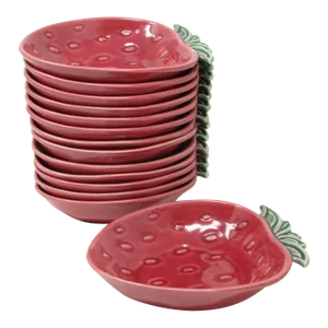 Vintage Cemar California Pottery Strawberry Small Bowls - 12 Pieces