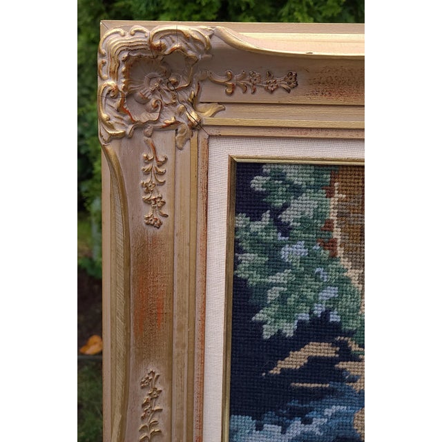 1970s 1970s Needlepoint: 17th Century Young Gentleman in Repose, Framed For Sale - Image 5 of 12