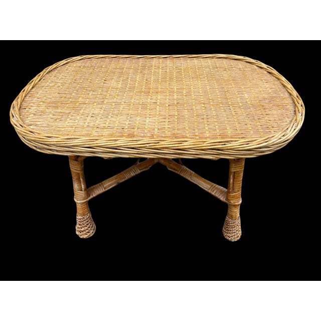 Beautiful typical rattan coffee table of the 60s.